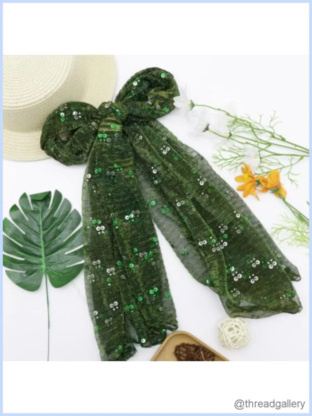 Sequin Neck Scarf for Women Lightweight Sheer Shawl Wrap Party Accessory